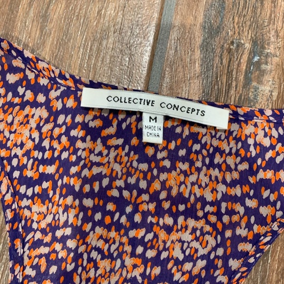 Collective Concepts Women' Size Medium Purple Sheer Racerback Tank Top Blouse - Picture 3 of 7